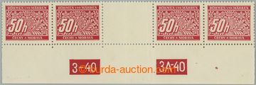 255226 - 1939 Pof.DL6 plate number, 50h red, 4-stamps. detached gutte