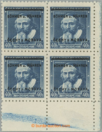 255227 - 1939 Pof.6 VV, Komenský 40h modrá, pravý dolní rohový 4