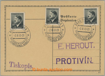 255277 - 1945 PR117, PRAHA 1 / BOLŠEVISMUS NIKDY! / 2.II.45, filatel