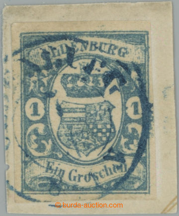 255290 - 1861 Mi.12b, Coat of arms in oval 1Gr light blue on cut-squa