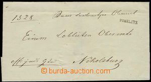 25535 - 1843 folded cover official letter, straight line postmark PO