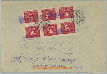 255426 - 1953 R-dopis nedostatečně vyfr. 5x zn. Gottwald 3Kčs, pod