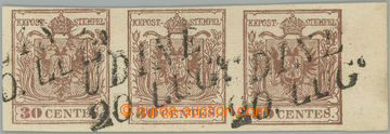 255441 - 1850 Ferch.4IIIMP, Coat of arms 30Cts , horizontal strip of 