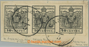 255445 - 1850 Ferch.2IIIMP, Coat of arms 10Cts black, horizontal stri