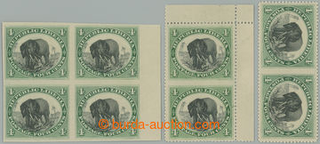 255500 - 1892 Sc.35var, Elephant 4C green / black, block of four, imp