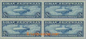 255514 - 1930 Mi.328, Sc.C15, BLOCK OF FOUR Zeppelin $2,50; XF multip