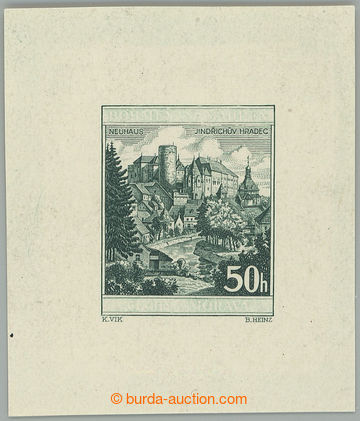 255579 - 1940 PLATE PROOF  Pof.41, Jindřichův Hradec 50h green, pri