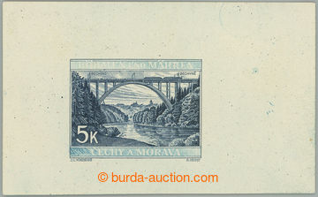 255581 - 1939 PLATE PROOF  Pof.45, Bechyně 5 Koruna, print nedohotov