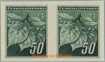 255603 - 1945 NEVYDANÉ / Pof.374N, Lipové listy 50h zelená, NEZOUB