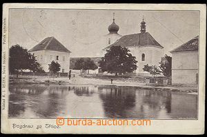 25563 - 1903 TŘTICE - pohled na kostel s farou, DA, prošlá, raz. 