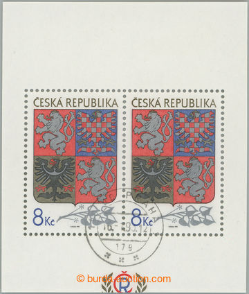 255668 - 1993 Pof.A10 VV, aršík Velký státní znak 8Kč, odlišn