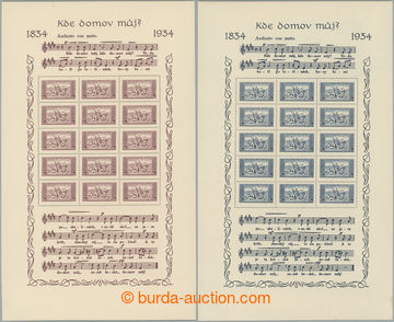 255713 - 1934 Pof.A283B, A284B, souvenir sheets Anthem-issue, 1CZK la