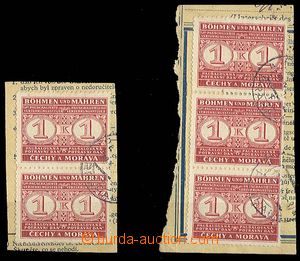 25575 - 1940 Pof.PD1 2x cut square with stamps food tax, 1x double s