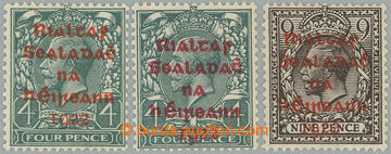 255773 - 1922 SG.6b+c, 8b, britské Jiří V. 4P a 9P s červeným re