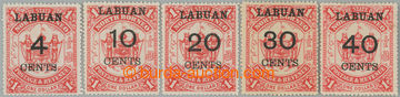 255795 - 1895 SG.75-79, přetiskové Severní Borneo 4c - 40c/$1 s p