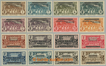 255860 - 1936 Yv.1-16, overprint Buildings 1c - 20F; complete long se