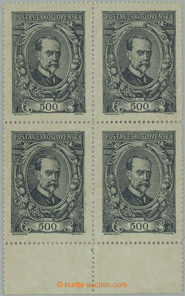 255953 -  Pof.141, 500h grey, block of four with lower margin; L uppe