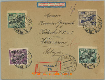 255984 - 1924 PRAHA - VARŠAVA / R+Let-dopis zaslaný do Polska, vyfr