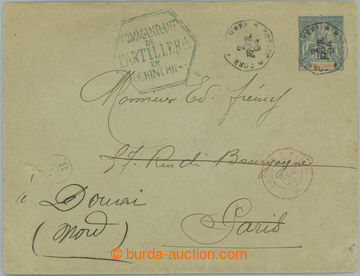 256043 - 1894 postal stationery cover Allegory 15C to France, CDS COR