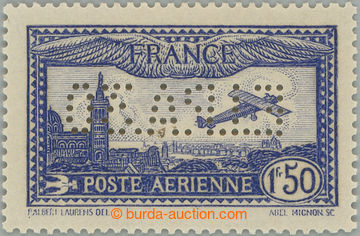 256075 - 1930 Mi.255, Airmail 1,50Fr with perfin E.I.P.A.; lightly hi