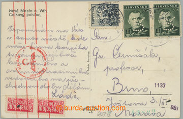 256110 - 1941 Mng.R2, postcard to Brno, right with Tatra 20h and pair