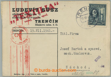 256111 - 1941 JUDAICA / commercial PC f. Ľ. Süsz, shop módnym and 