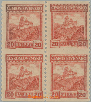 256144 - 1926 Pof.209A, 4-blok svitkové Karlštejn 20h oranžová s 