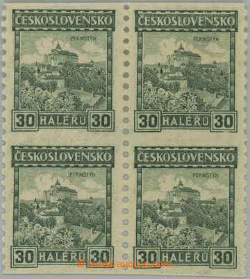 256145 - 1926 Pof.210A, 4-blok Pernštejn 30h zelená s průsvitkou P