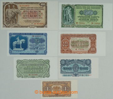 256146 - 1953 Ba.86-92, sestava 7ks bankovek 1 - 100Kčs 1953, komple