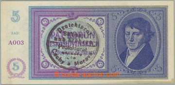 256183 - 1940 Ba.29a, 5 Koruna b.l. (1938/1940), low set A003, overpr