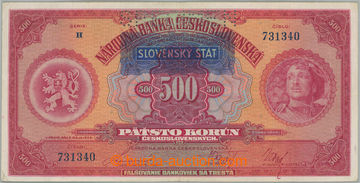 256189 - 1939 Ba.44, 500Ks 1929/1939, série H, perforace 1x SPECIMEN