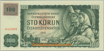 256203 - 1993 Ba.CZ1Ab1, 100Kčs 1961 with mounted revenue, issue II.