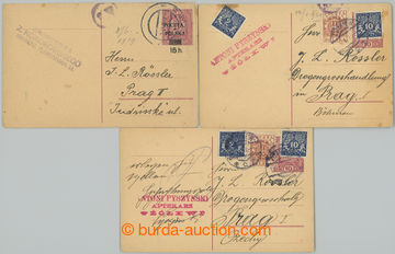 256218 - 1919-1920 3 PC addressed to Prague, i.a. 1x overprint POCZTA