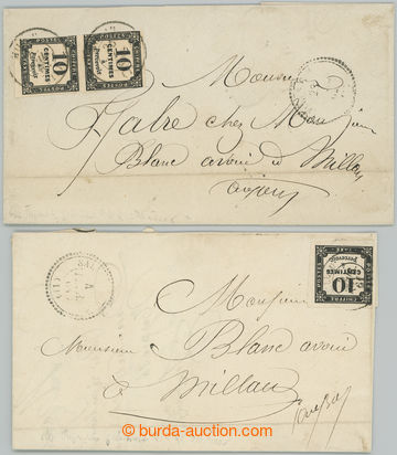 256219 - 1860-1862 2 letters franked with pair and single Postage due