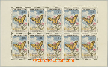 256335 - 1961 Pof.PL1220, Butterflies 40h, plate B2.1 with TESTER; mi