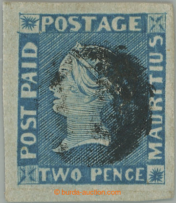 256368 - 1848 SG.8, Blue Mauritius POST PAID 2P blue early impression