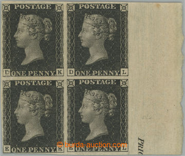 256385 - 1840 SG.2, PENNY BLACK black, wonderful mint marginal block 