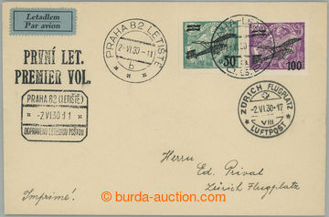 256389 - 1930 first flight PRAGUE - ZÜRICH, letter sent as Let+Tisko