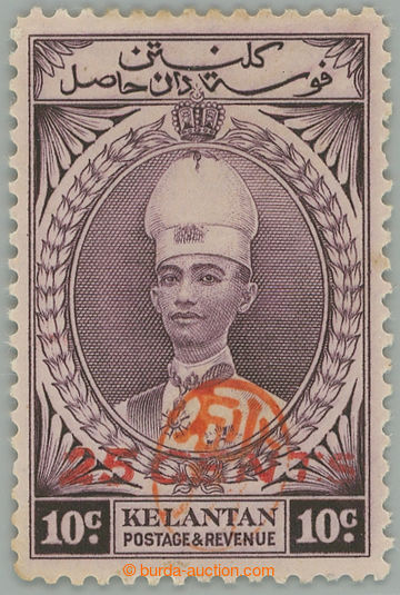 256401 - 1942 KELANTAN / Japonská okupace 10C s přetiskem 25 CENTS 