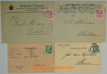 256422 - 1903-1911 CZECH LANDS / 4 identification entires with perfin