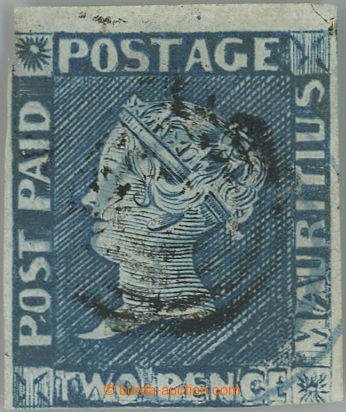 256424 - 1848-1859 SG.14, Blue Mauritius POST PAID 2P blue, intermadi