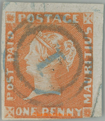 256431 - 1848-1859 SG.10, Red Mauritius POS PAID bright vermilion, in