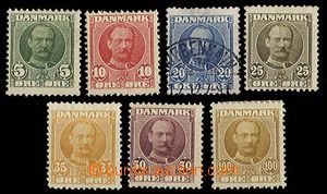 25644 - 1907 Mi.53 - 59, stopy po nálepkách a č.55 ražená, k pr