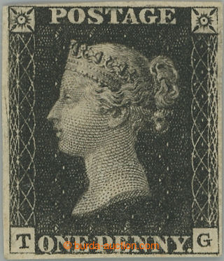 256490 - 1840 SG.2, PENNY BLACK černá, TD 5, písmena T-G, plný st