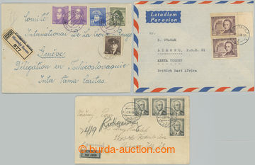 256522 - 1945-1949 sestava 3ks dopisů adresovaných do ciziny: 1x ja