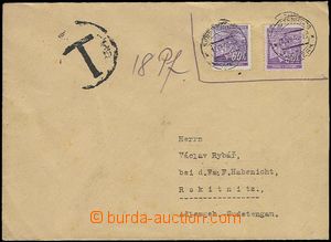 25657 - 1943 dopis vyfr. 2x 50h Lipové listy v obou vydáních tmav