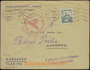25659 - 1940 printed matter to Mukachevo, returned back, on reverse 