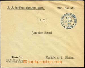 25664 - 1902 obálka s modrým raz. K.K.Postsparkassen-amt / 15.Mrz.