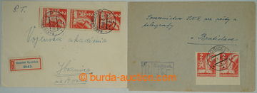 256680 - 1945 comp. 2 pcs of Reg letters, 1x franked with. str-of-3 s