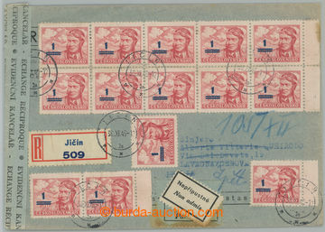 256685 - 1949 Reg and airmail letter to Italy, franked with. 14 pcs o